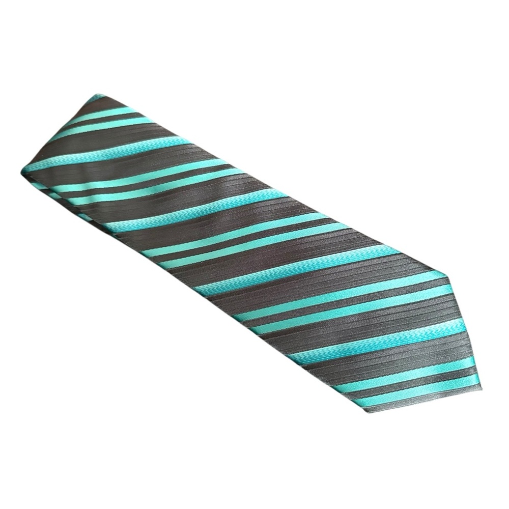 Men's Apt 9 Teal & Black‎ Striped Tie 57.5" x 2.75" 100% Polyester Neck Tie